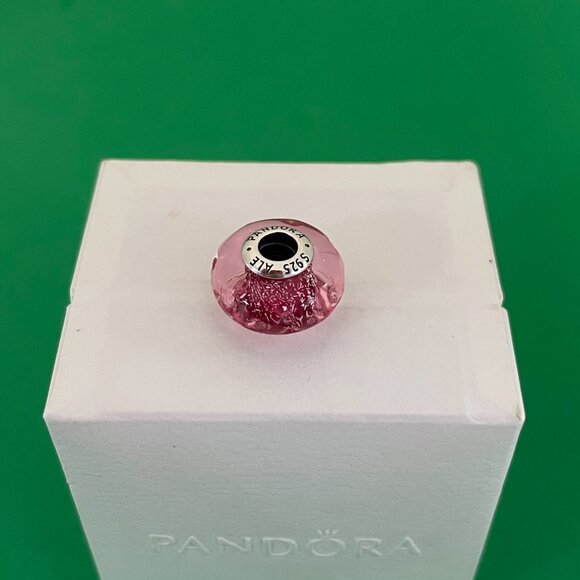 Pandora Wavy Fancy Pink Murano Glass Charm - Picture 2 of 5